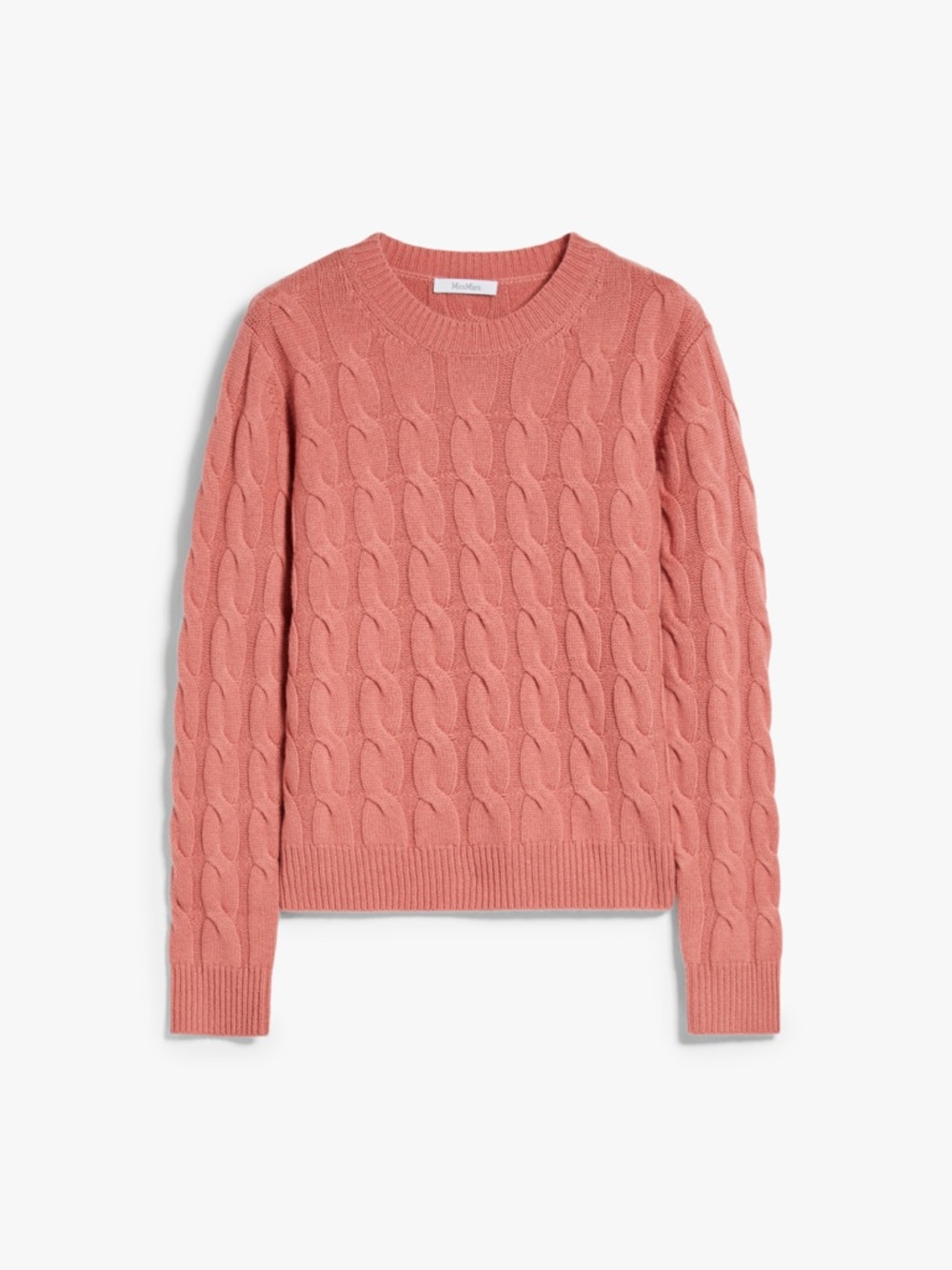 MaxMara Coral Pink Cable-Knit Cashmere Sweater